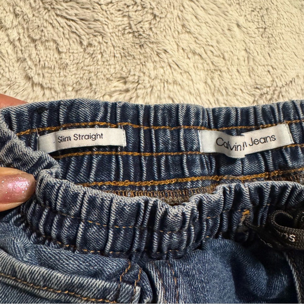 Calvin Klein Boys' Slim Straight Stretch Drawstring Denim Jeans Sz 8 - Picture 3 of 8
